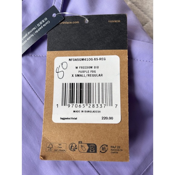 The North Face Freedom Bib Snow Pants Womens XS Purple Fog Skiing Waterproof - Picture 4 of 8